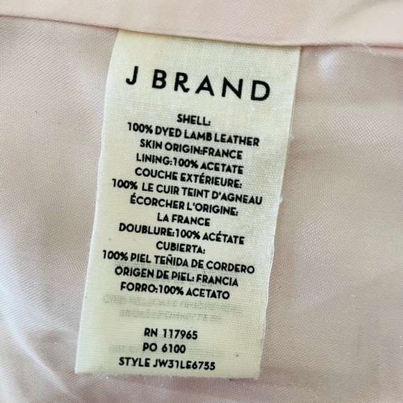 J Brand Lamb Leather Biker Jacket Blush Pink Tea Rose Size XS - Picture 8 of 10